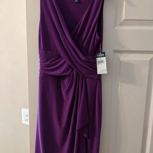SEXY, FITTED CHAPS PURPLE WRAP LOOK DRESS